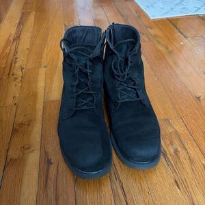 Black Lace-Up Suede Boots